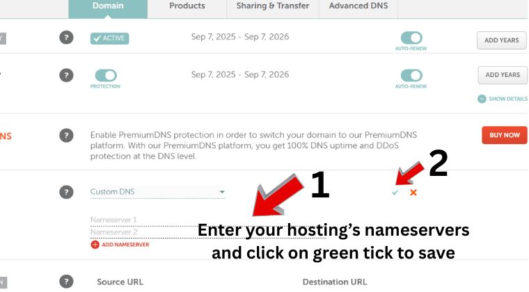 enter nameservers in namecheap domain